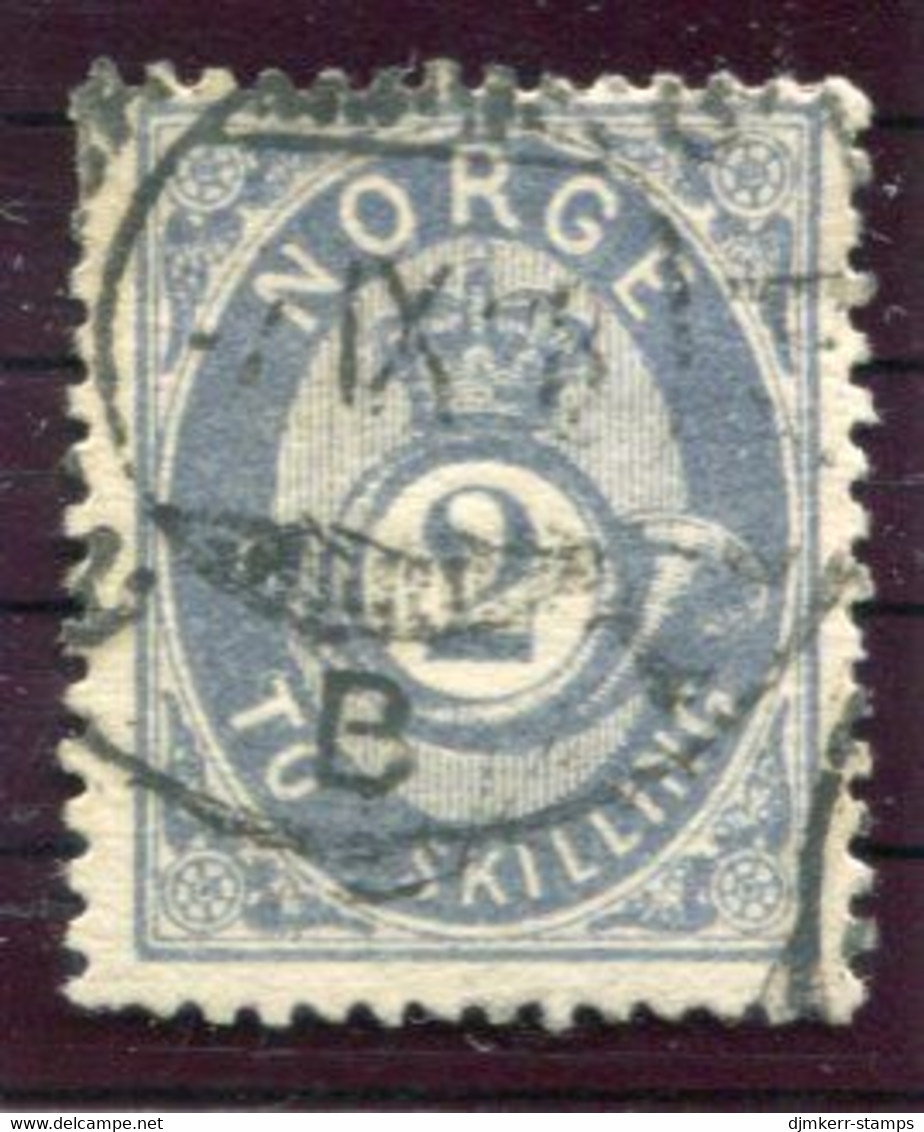 NORWAY 1871 Posthorn 2 Sk. Grey-blue Fine Used.  Michel 17b - Usati