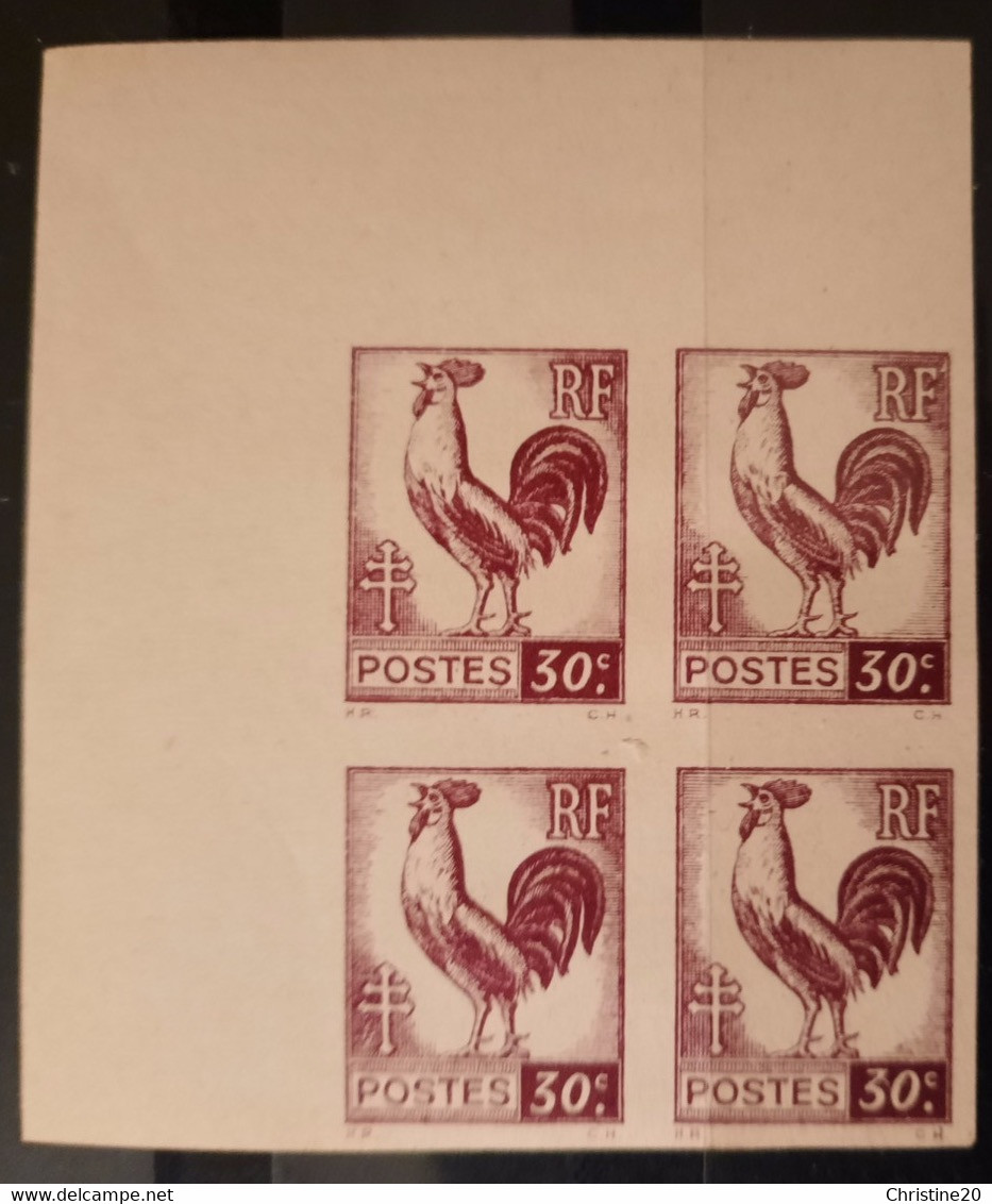 France 1944 N°631 Coq Et Marianne D'Alger  Bloc De 4  CdF Nd Cote Maury 260€ ** TB - 1944 Coq Et Maríanne D'Alger