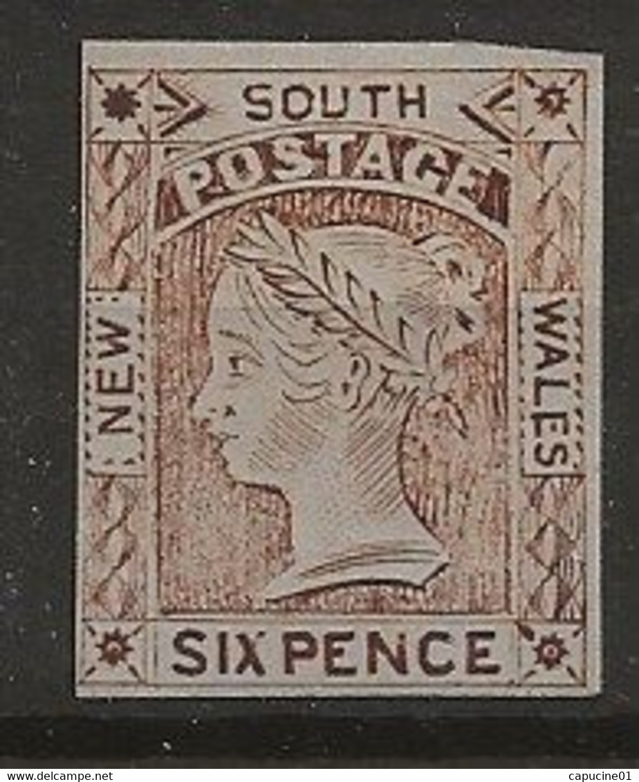 New South Wales 1885 Queen Victoria 6 Pence Brown Private Reprint From The Original Plate MH - Ongebruikt