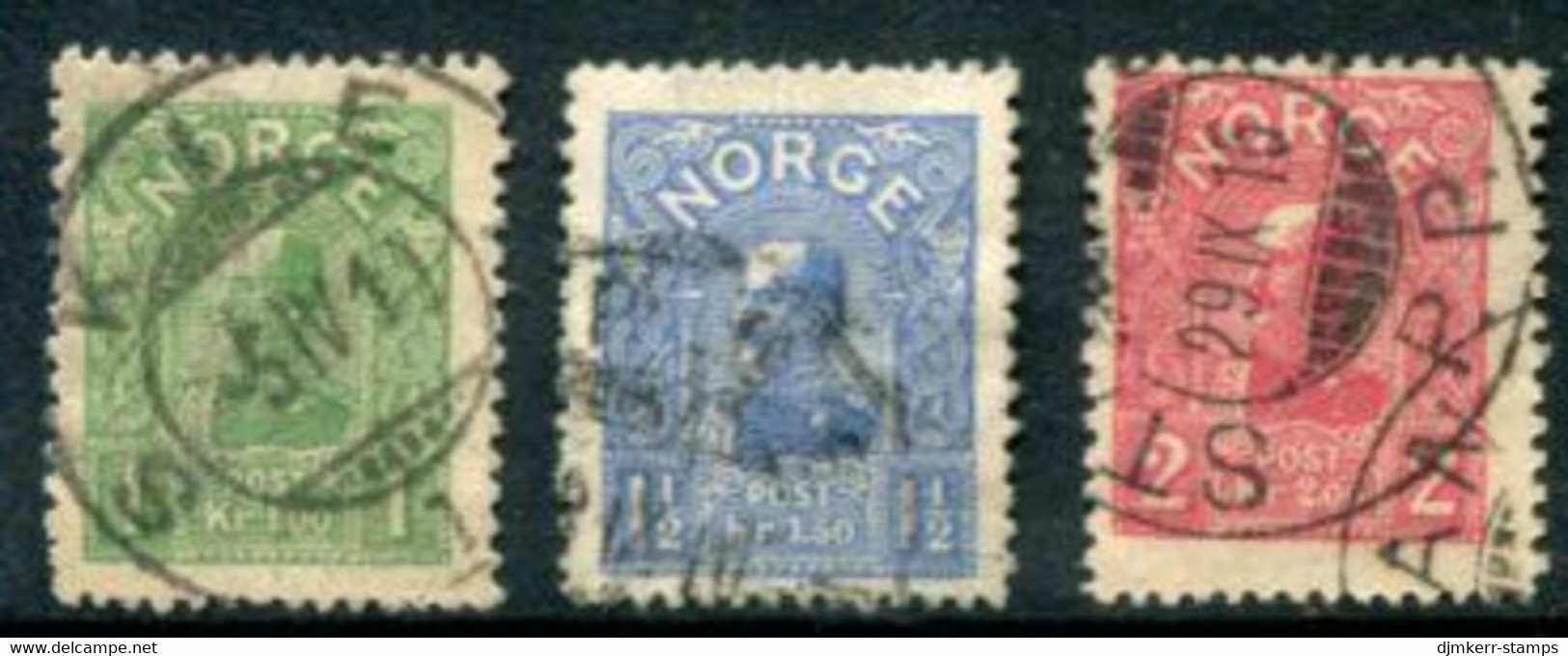 NORWAY 1907 King Haakon VII High Values Used.  Michel 67-69. - Usati
