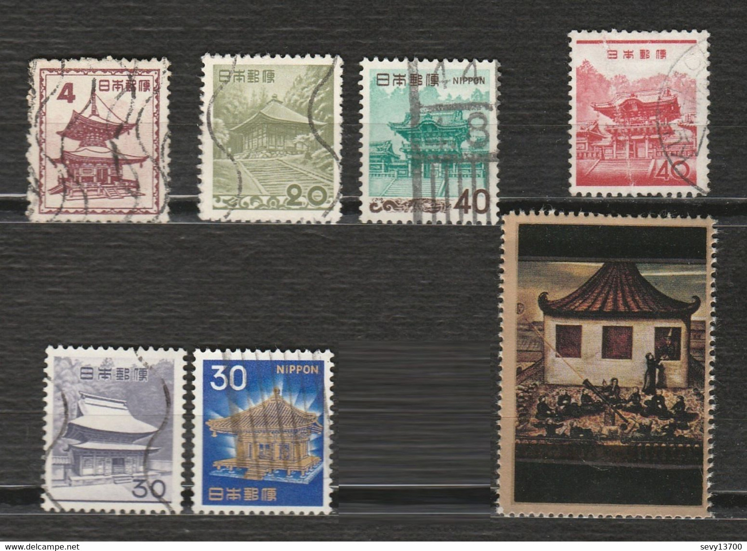 Japon - 9 Timbres Les Constructions, Pagode, Architecture:YT JP: 507,550,840A, 701, 700, 839A, 1019, 841. - Collezioni & Lotti