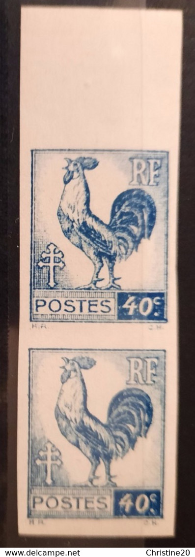 France 1944 N°632 Coq Et Marianne D'Alger En Paire  Nd  BdF Cote Maury 160€  ** TB - 1944 Coq Et Maríanne D'Alger