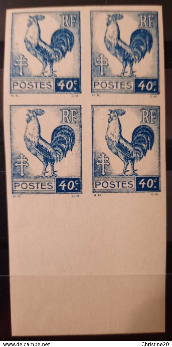 France 1944 N°632 Coq Et Marianne D'Alger Bloc De 4 BdF Nd Cote Maury 320€  ** TB - 1944 Coq Et Marianne D'Alger