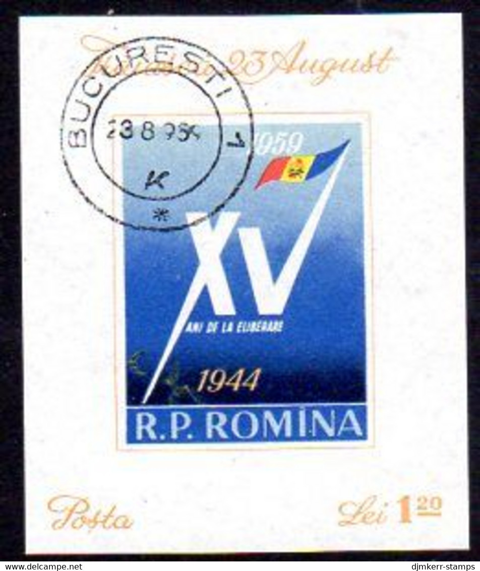ROMANIA 1959 15th Anniversary Of Liberation Block, Cancelled.  Michel Block 43 - Usado