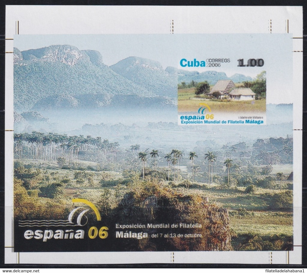 2006.715 CUBA MNH 2006 IMPERFORATED PROOF PHILATELIC EXPO MALAGA VIÑALES. - Imperforates, Proofs & Errors