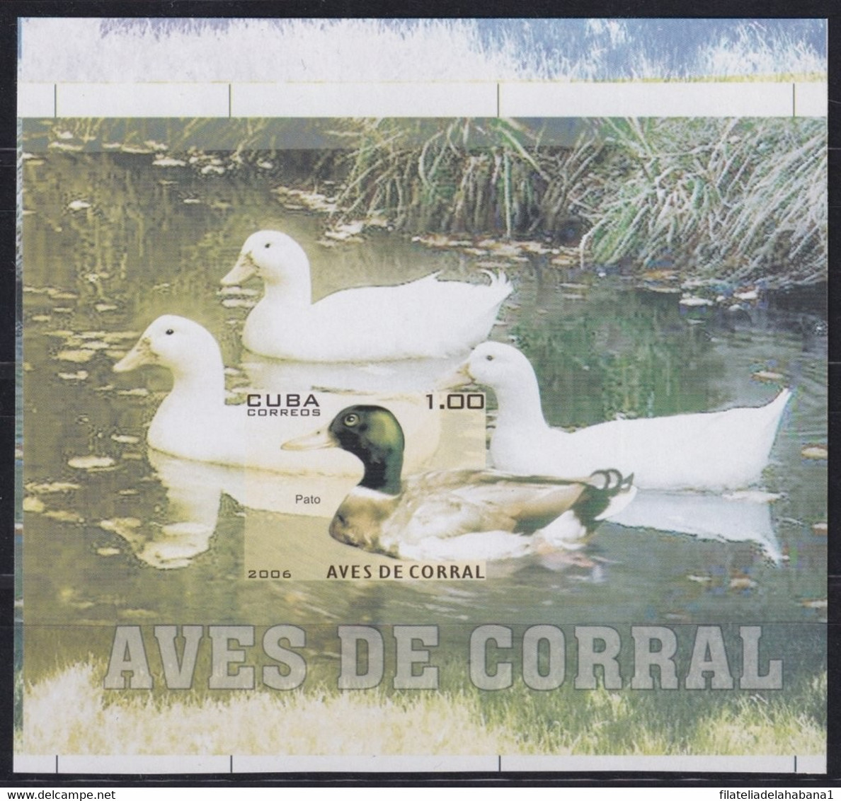 2006.716 CUBA MNH 2006 IMPERFORATED PROOF UNCUT AVES DE CORRAL BIRD DUCK. - Imperforates, Proofs & Errors