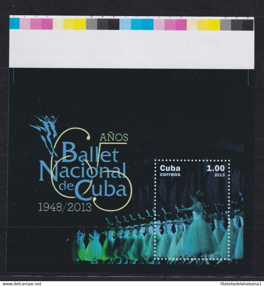 2013.631 CUBA MNH 2013 IMPERFORATED PROOF SHEET 65 ANIV BALLET NACIONAL. - Sin Dentar, Pruebas De Impresión Y Variedades