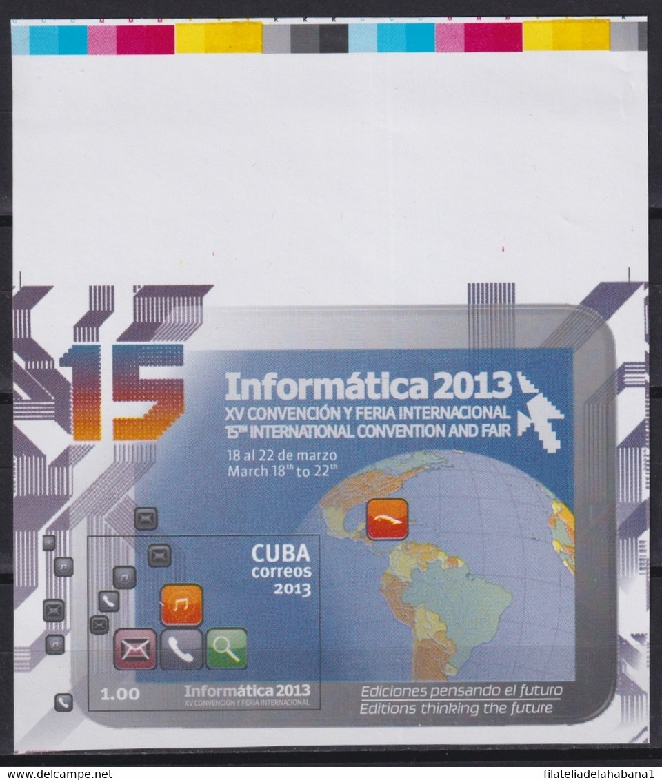 2013.633 CUBA MNH 2013 IMPERFORATED PROOF INFORMATICS INTERNATIONAL FAIR. - Sin Dentar, Pruebas De Impresión Y Variedades