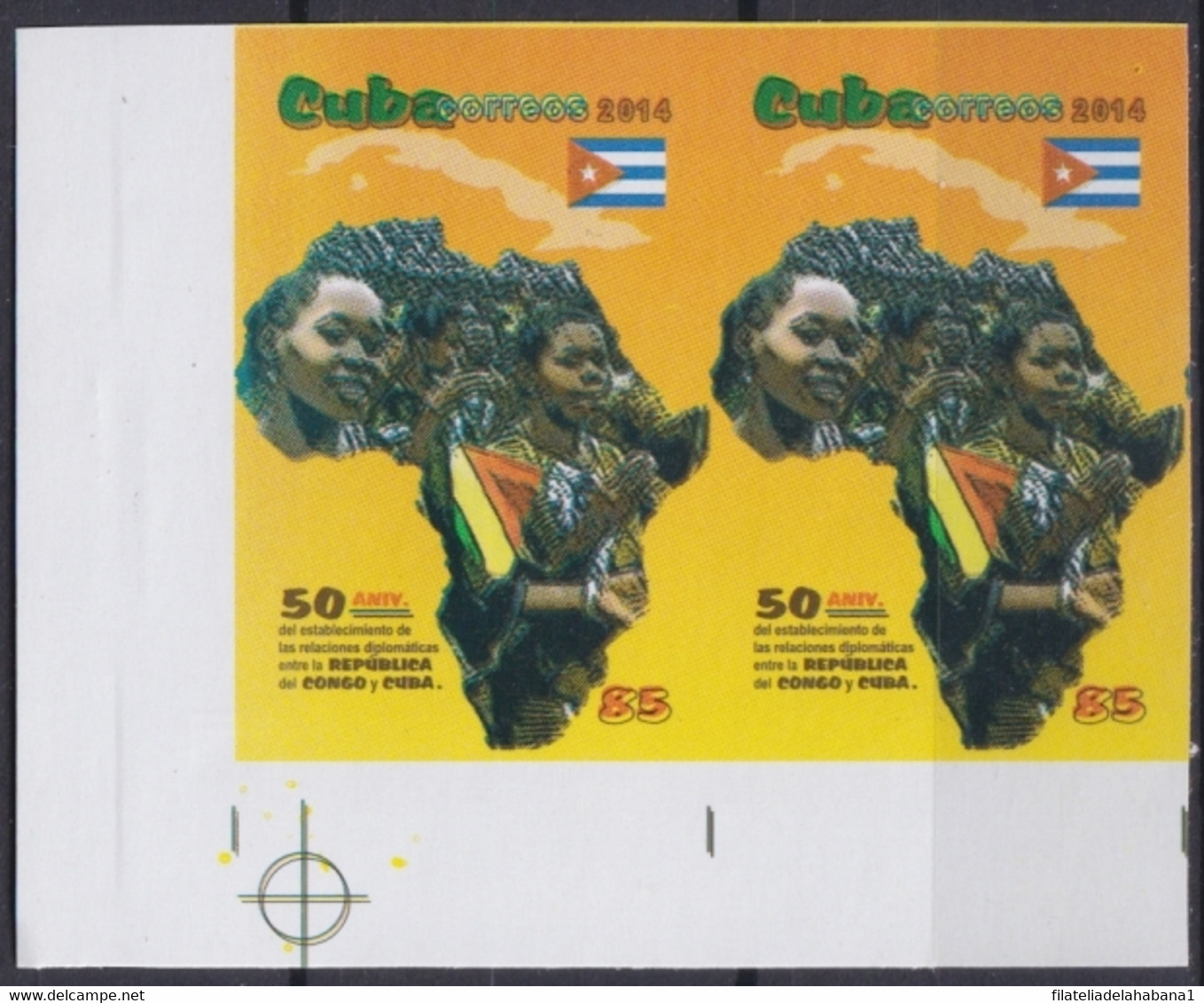 2014.430 CUBA MNH 2014 IMPERFORATED PROOF 50 ANIV DIPLOMATIC RELATIONSHIP CONGO. - Non Dentelés, épreuves & Variétés