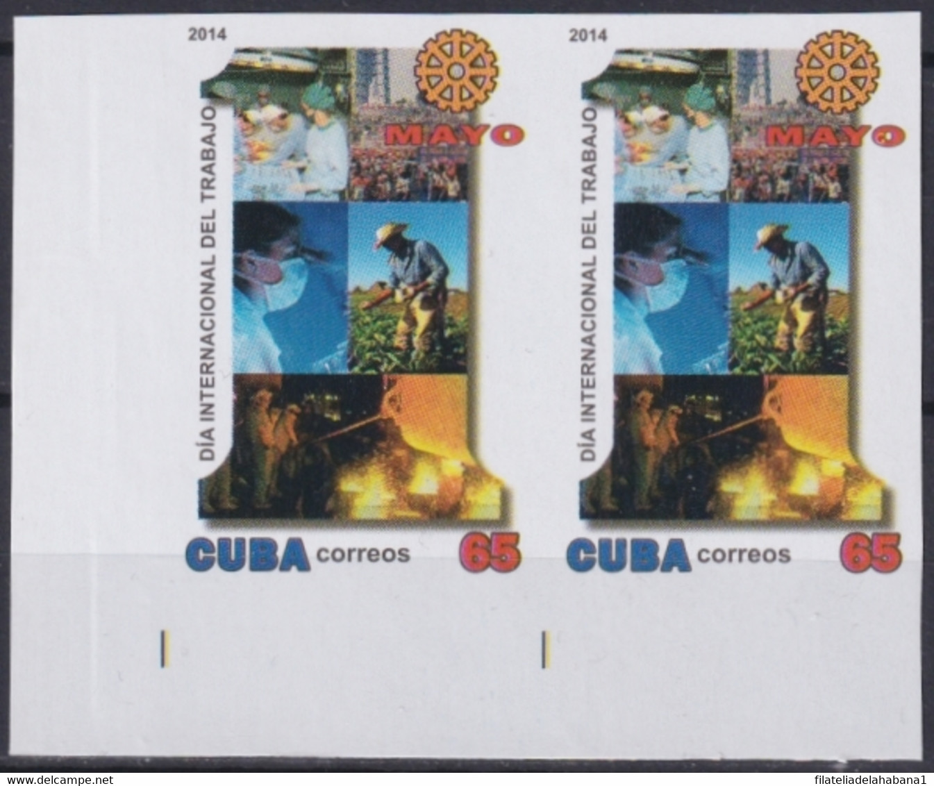 2014.432 CUBA MNH 2014 IMPERFORATED PROOF LABOR DAY PRIMERO DE MAYO - Imperforates, Proofs & Errors