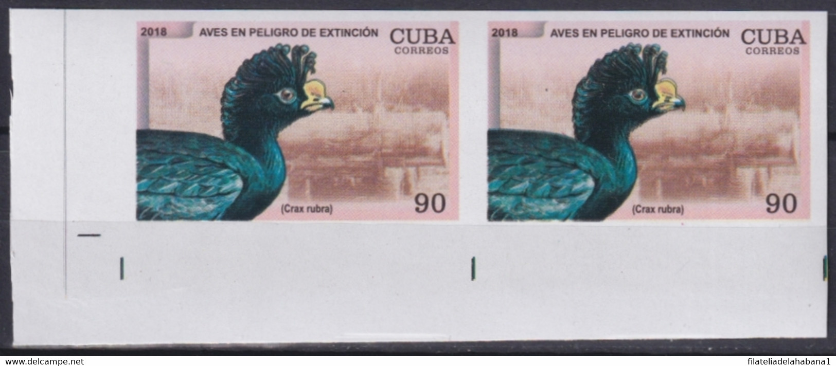 2018.202 CUBA MNH 2018 IMPERFORATED PROOF 90c BIRD ENDANGERED AVES PAJAROS. - Imperforates, Proofs & Errors