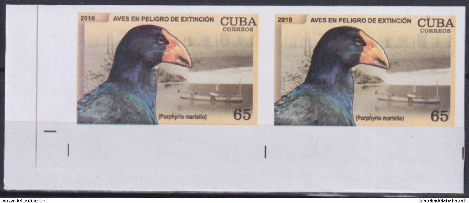 2018.203 CUBA MNH 2018 IMPERFORATED PROOF 65c BIRD ENDANGERED AVES PAJAROS. - Non Dentelés, épreuves & Variétés