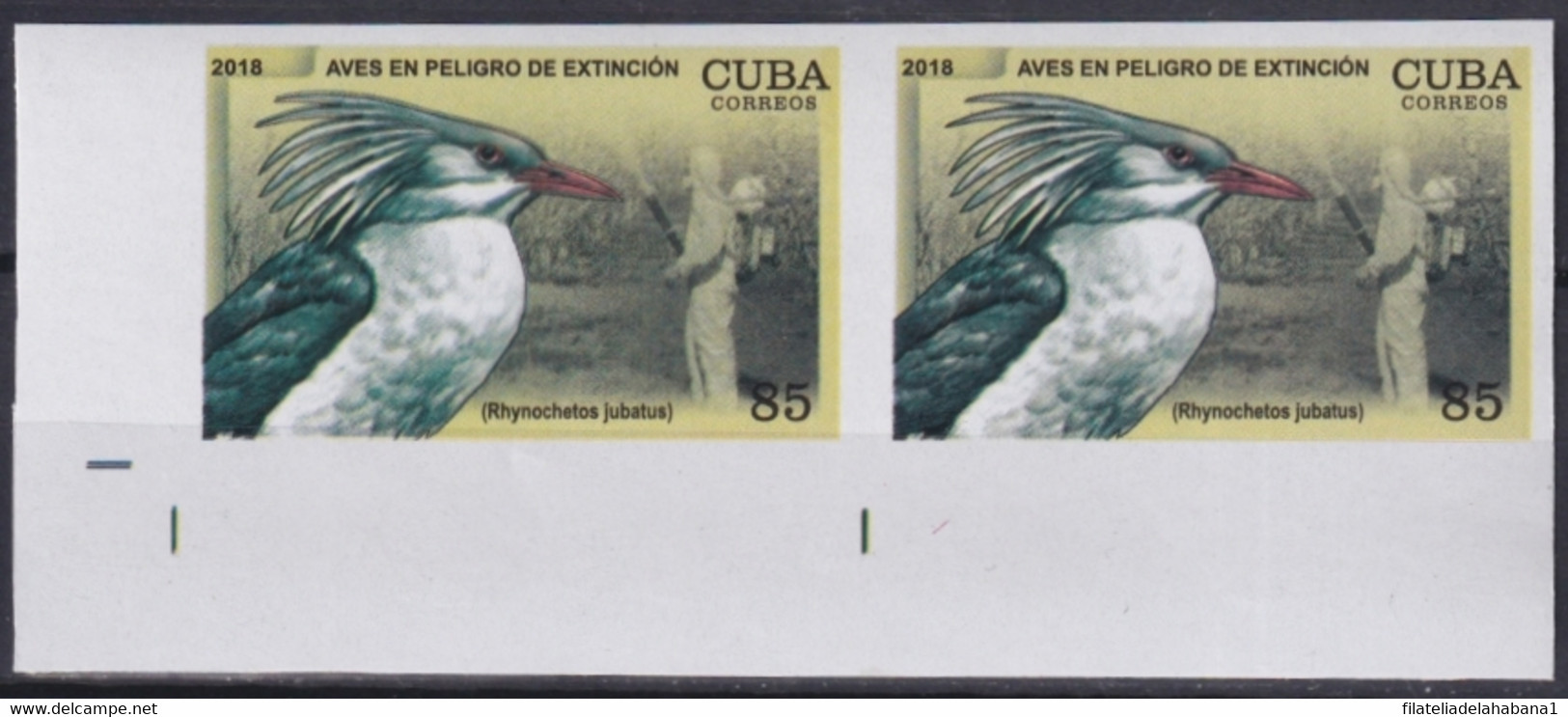 2018.205 CUBA MNH 2018 IMPERFORATED PROOF 85c BIRD ENDANGERED AVES PAJAROS. - Imperforates, Proofs & Errors