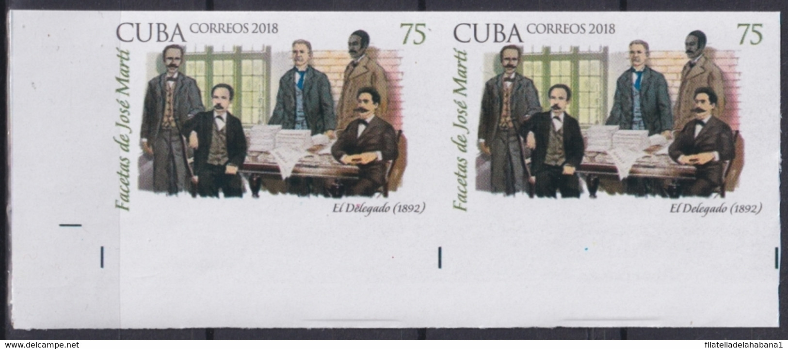 2018.207 CUBA MNH 2018 IMPERFORATED PROOF 75c FACETAS JOSE MARTI DELEGADO PRC. - Imperforates, Proofs & Errors