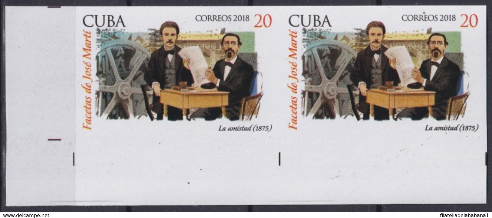 2018.208 CUBA MNH 2018 IMPERFORATED PROOF 20c FACETAS JOSE MARTI FRIENDSHIP - Imperforates, Proofs & Errors