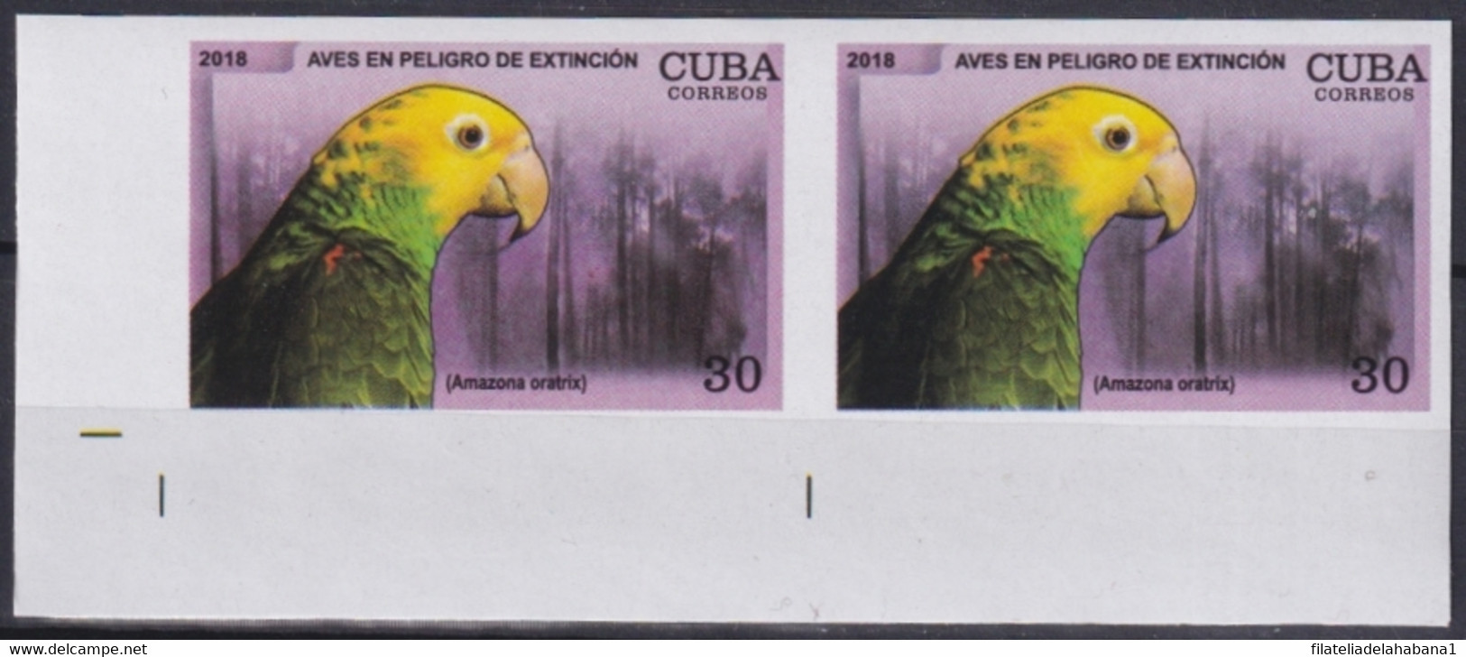 2018.209 CUBA MNH 2018 IMPERFORATED PROOF 30c BIRD ENDANGERED AVES PAJAROS - Imperforates, Proofs & Errors