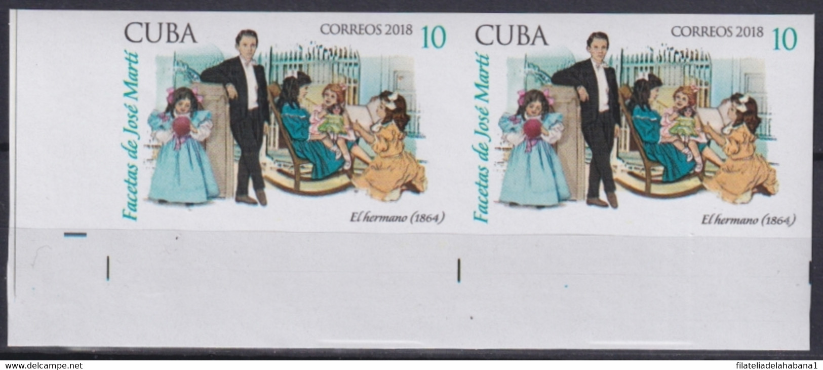 2018.213 CUBA MNH 2018 IMPERFORATED PROOF 10c FACETAS JOSE MARTI BROTHER. - Ongetande, Proeven & Plaatfouten