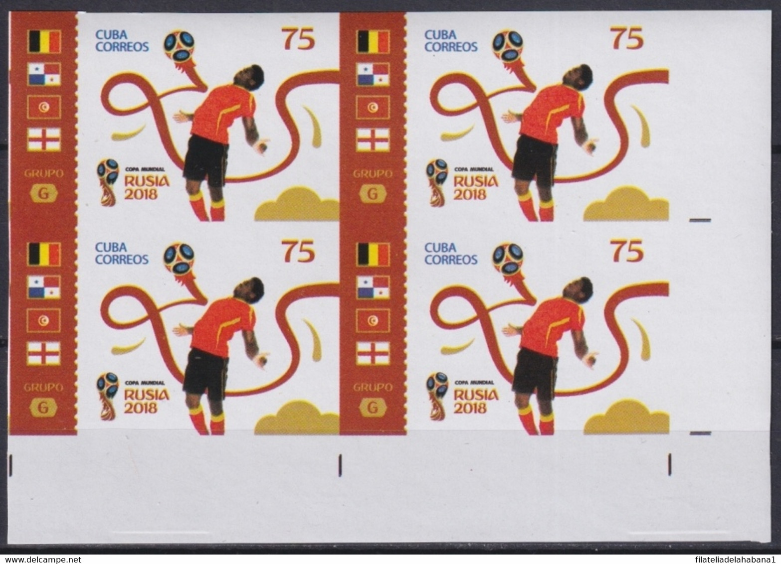 2018.218 CUBA MNH 2018 IMPERFORATED PROOF 75c RUSSIA WORLD SOCCER CHAMPIONSHIP. - Sin Dentar, Pruebas De Impresión Y Variedades