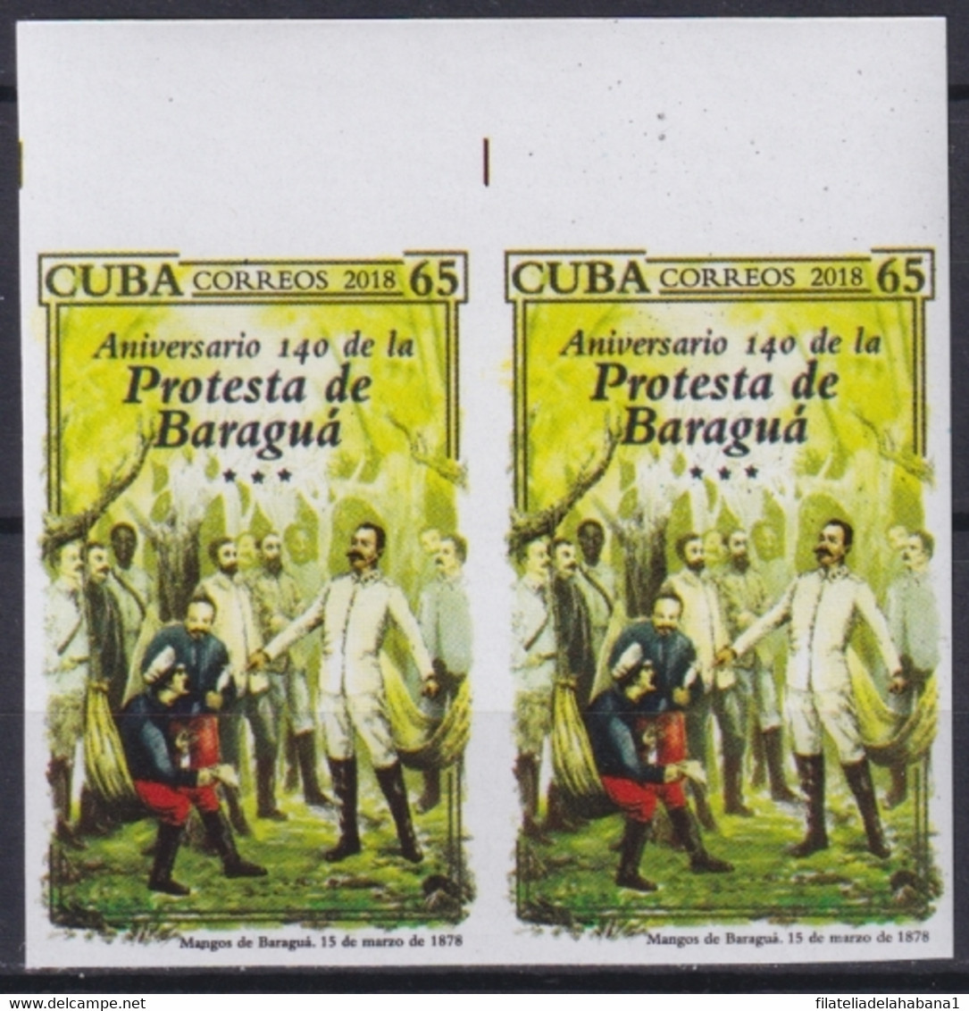 2018.223 CUBA MNH 2018 IMPERFORATED PROOF 140 ANIV PROTESTA DE BARAGUA ANTONIO MACEO. - Imperforates, Proofs & Errors