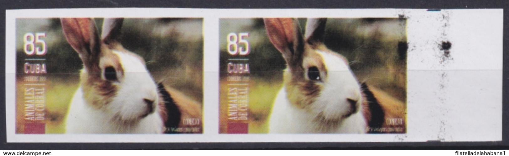 2019.192 CUBA MNH 2019 IMPERFORATED PROOF 90c ANIMALES DE CORRAL RABBIT CONEJO. - Imperforates, Proofs & Errors