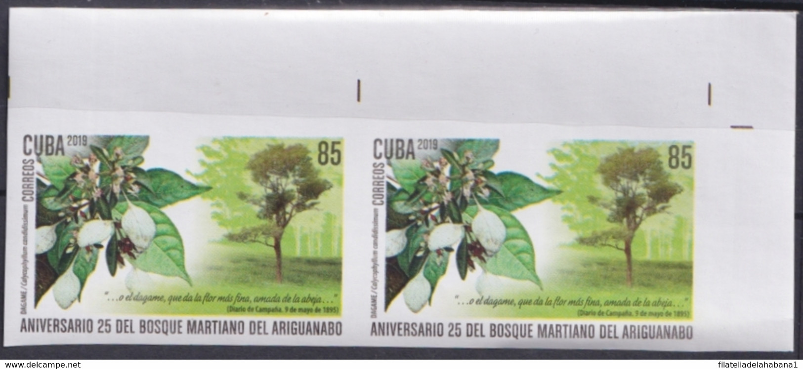 2019.208 CUBA MNH 2019 IMPERFORATED PROOF 85c MARTI TREE ARIGUANABO DAGAME. - Imperforates, Proofs & Errors
