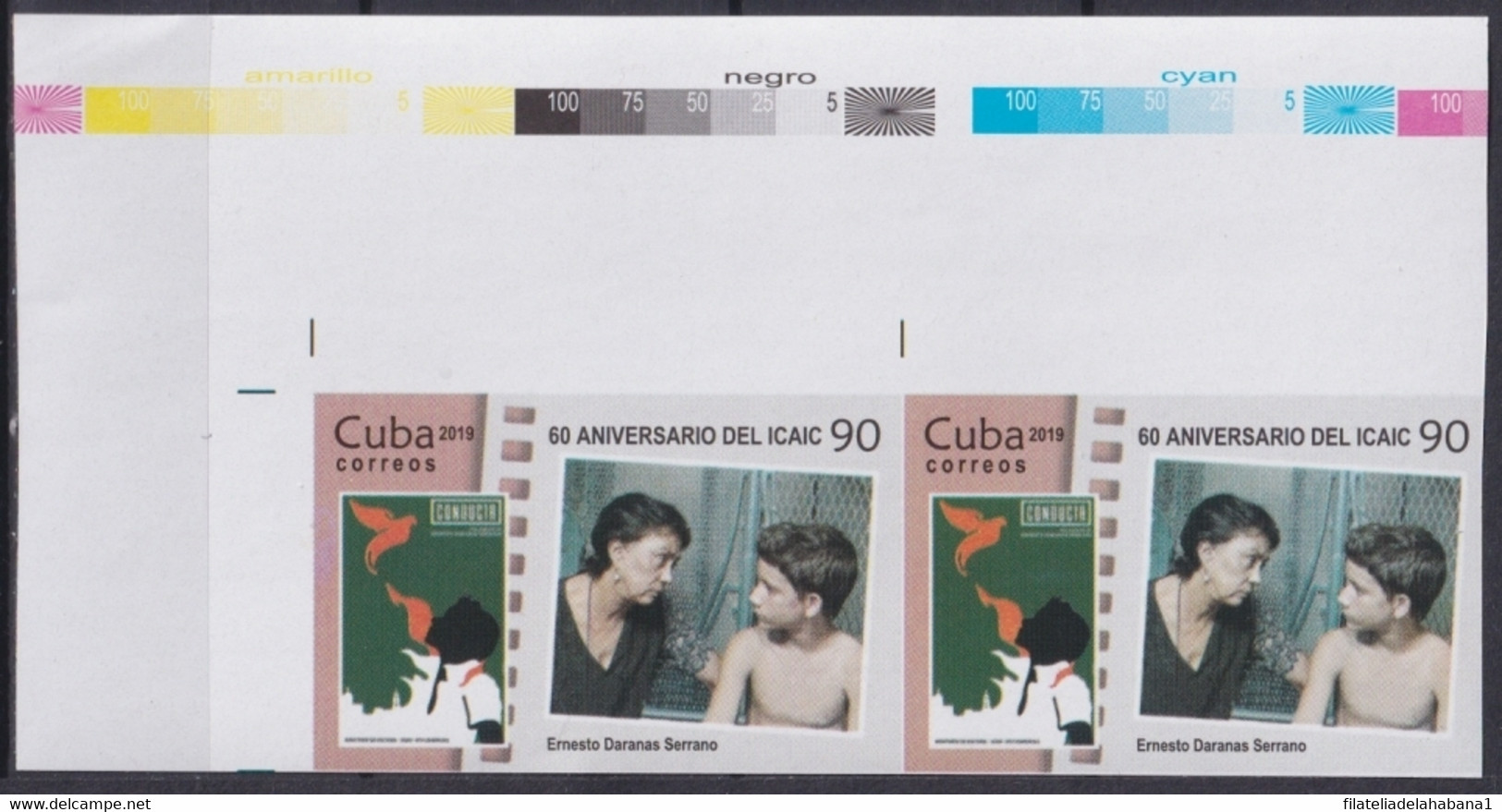 2019.214 CUBA MNH 2019 IMPERFORATED PROOF 90c CINEMA MOVIE ERNESTO DARANAS CONDUCTA. - Imperforates, Proofs & Errors