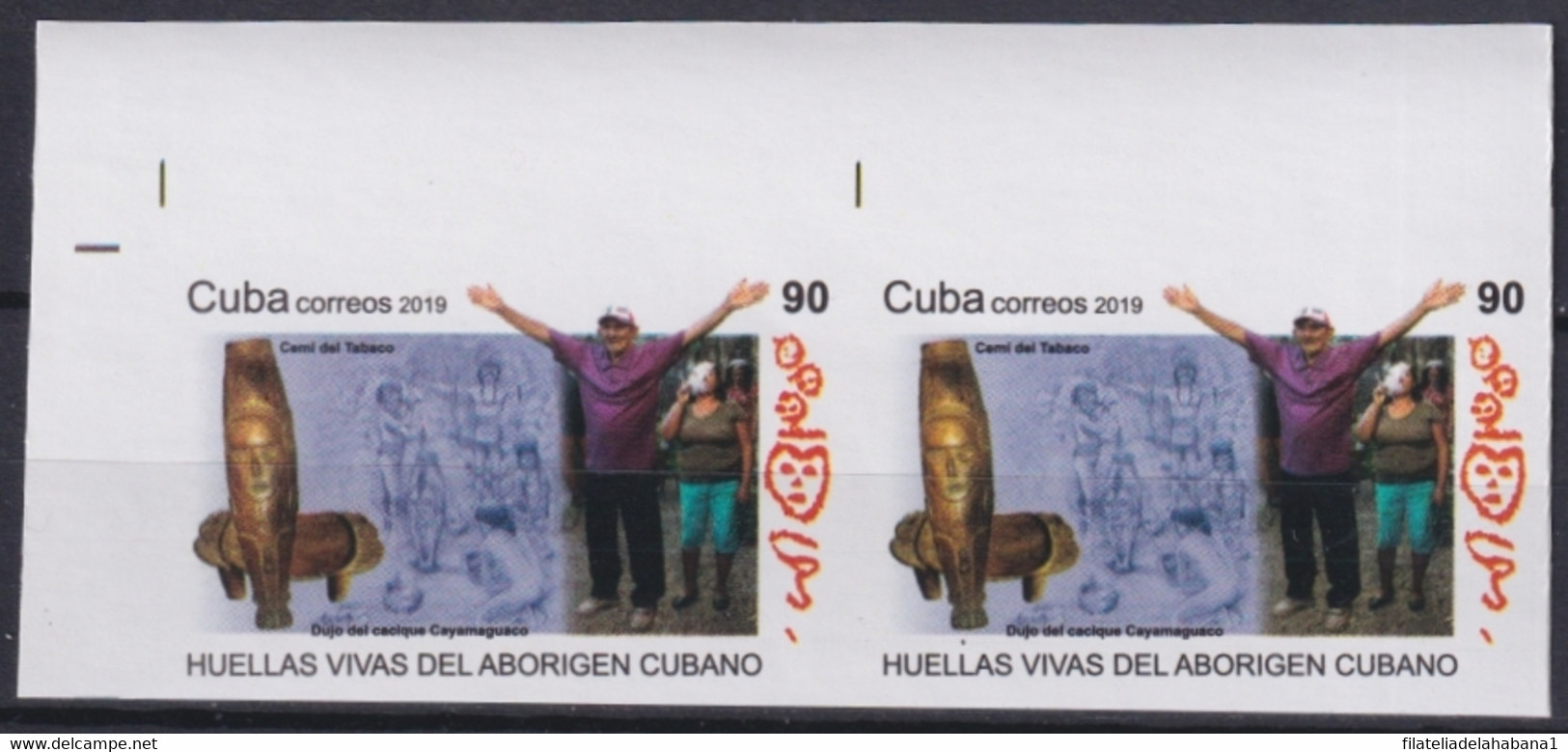 2019.220 CUBA MNH 2019 IMPERFORATED PROOF 90c INDIAN ARCHEOLOGY HUELLAS ABORIGEN - Non Dentelés, épreuves & Variétés