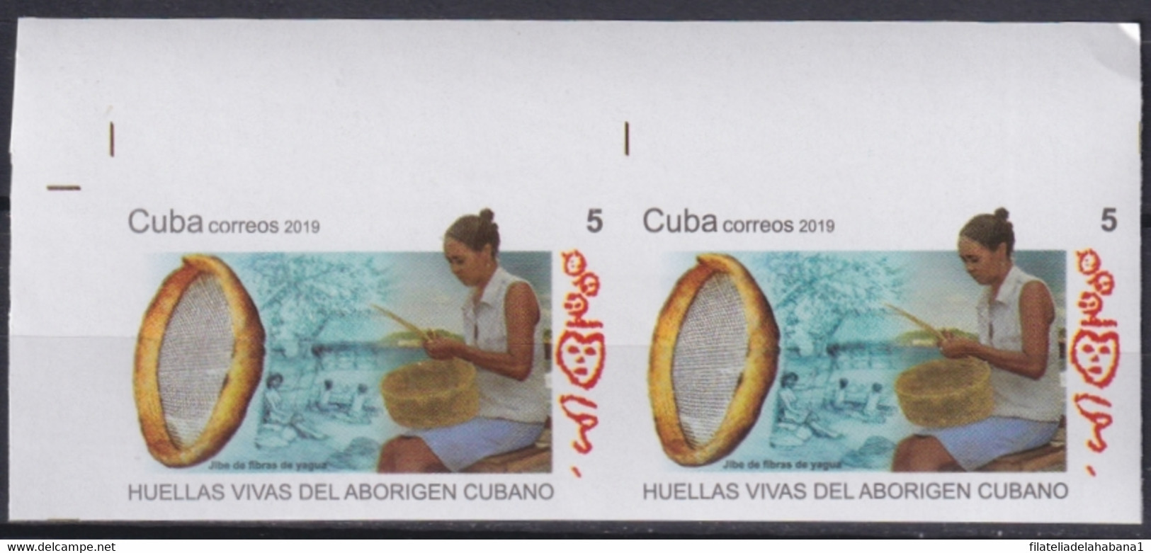 2019.221 CUBA MNH 2019 IMPERFORATED PROOF 5c INDIAN ARCHEOLOGY HUELLAS ABORIGEN. - Ongetande, Proeven & Plaatfouten