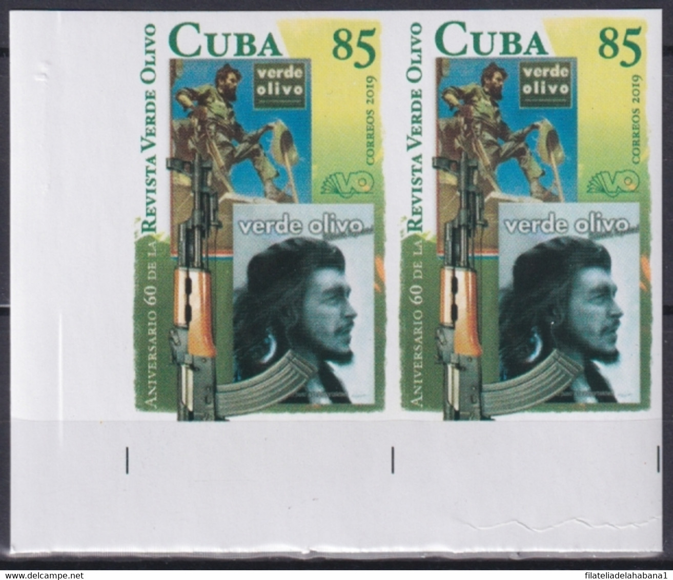 2019.226 CUBA MNH 2019 IMPERFORATED PROOF 85c ERNESTO CHE GUEVARA REVISTA VERDE OLIVO. - Imperforates, Proofs & Errors