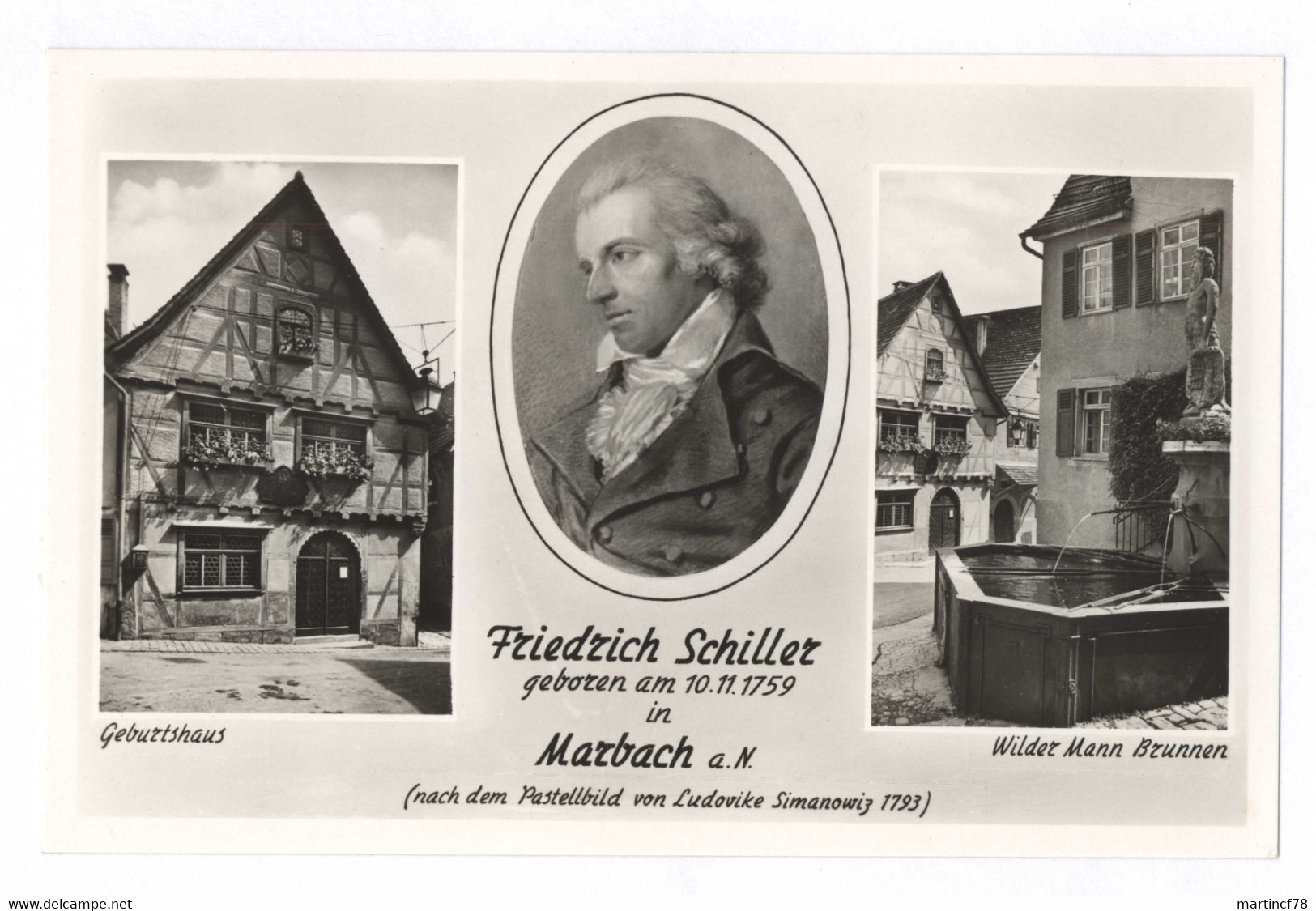 Marbach A. N. Friedrich Schiller Geburtshaus Wilder Mann Brunnen - Marbach