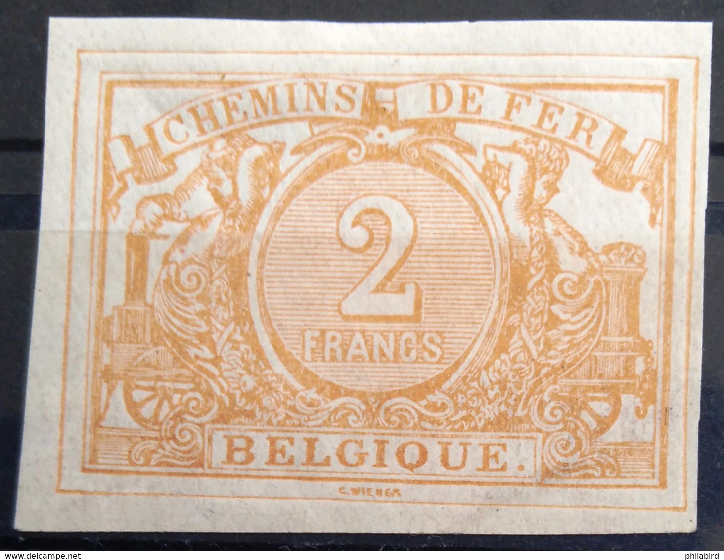 BELGIQUE                       CHEMIN DE FER     N° 14  Non Dentelé                       NEUF* - Mint