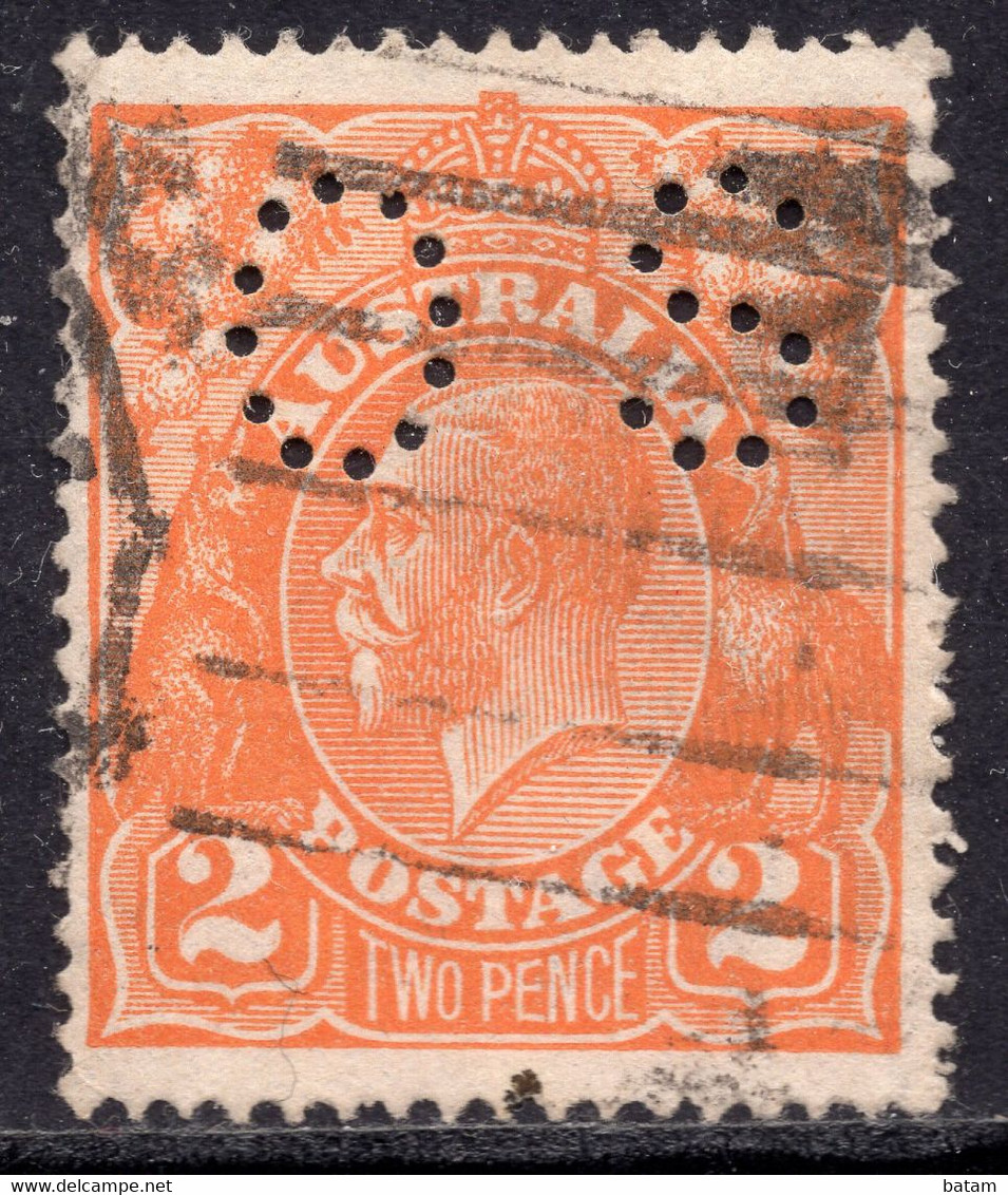 Australia 1915 -1923 - King George V - 2 Pence - Perfin "OS" - Perforés