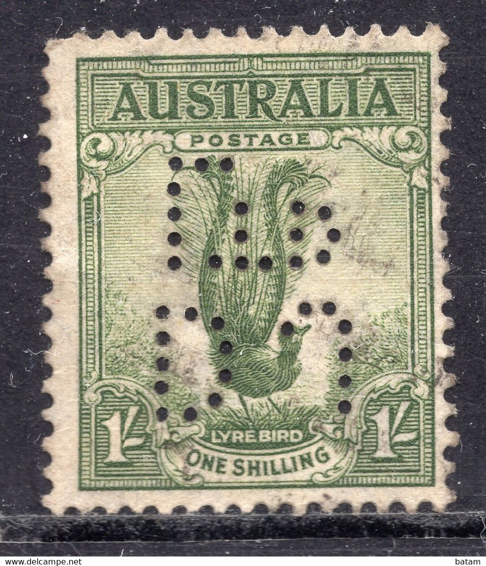 Australia  1932 Superb Lyrebird - Perfin "DJ...." - Perforiert/Gezähnt