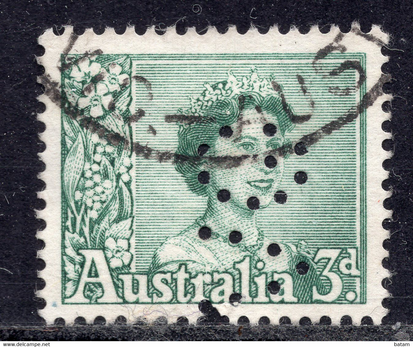 Australia 1959 Queen Elizabeth II - Perfins "VG" - Perforiert/Gezähnt