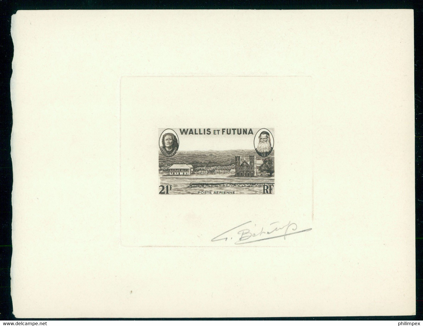 WALLIS ET FUTUNA, EPREUVE D' ARTISTE / ARTIST PROOF, 21F AIRPOST - Imperforates, Proofs & Errors