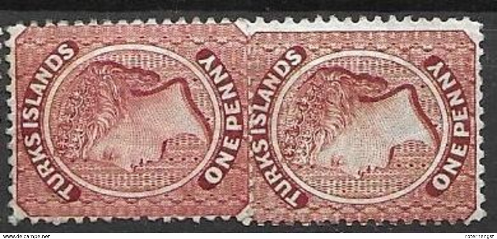 Turks Mh * 5 Euros 1882 Two Colour Tones (not So Easy To See On Scan) - Other & Unclassified