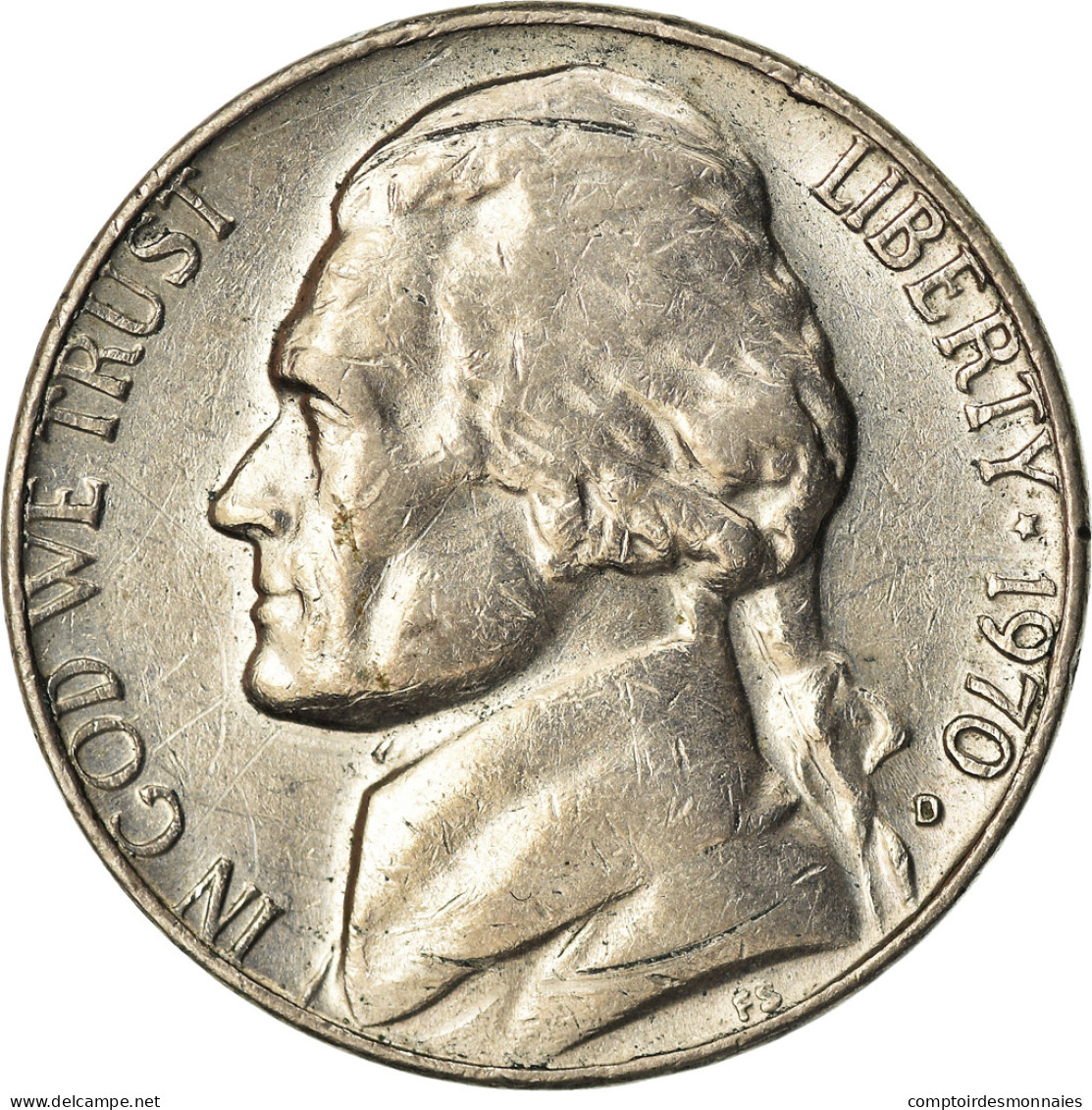 Monnaie, États-Unis, Jefferson Nickel, 5 Cents, 1970, U.S. Mint, Denver, TTB - 1938-42: Pre-war Composition