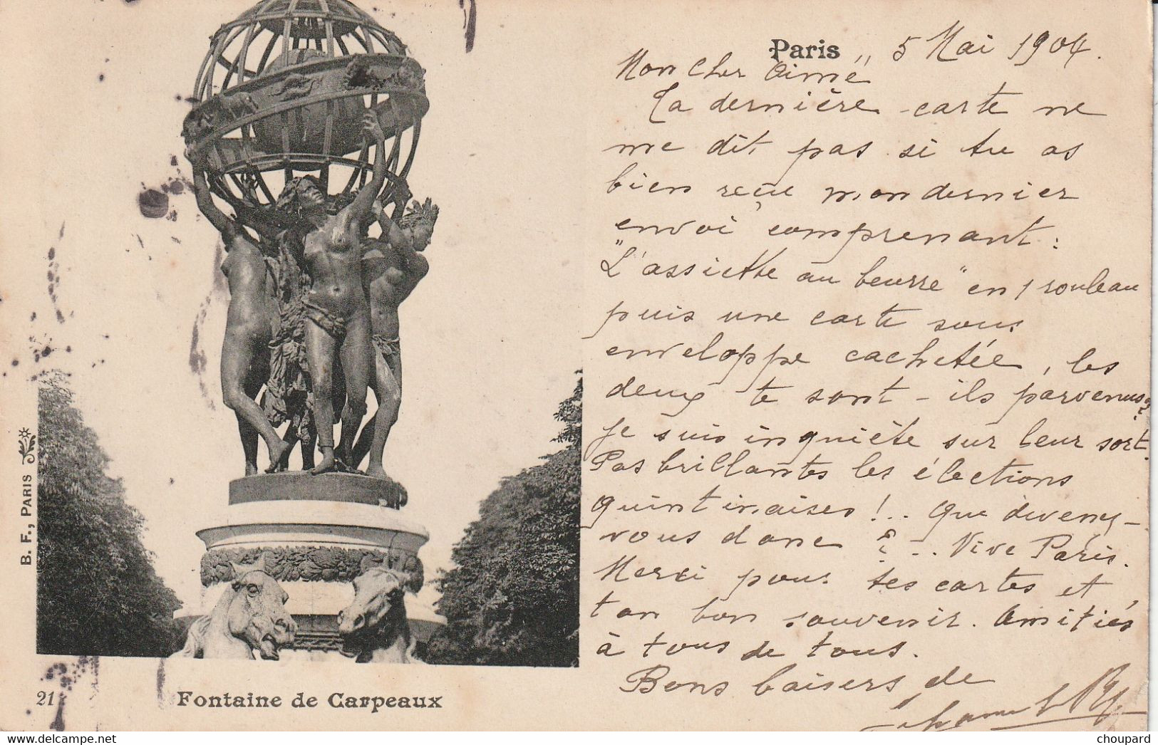 75 -Très Belle Carte Postale Ancienne De PARIS  Fontaine Carpeaux  ( Dos Simple 1904 ) - Andere Monumenten, Gebouwen