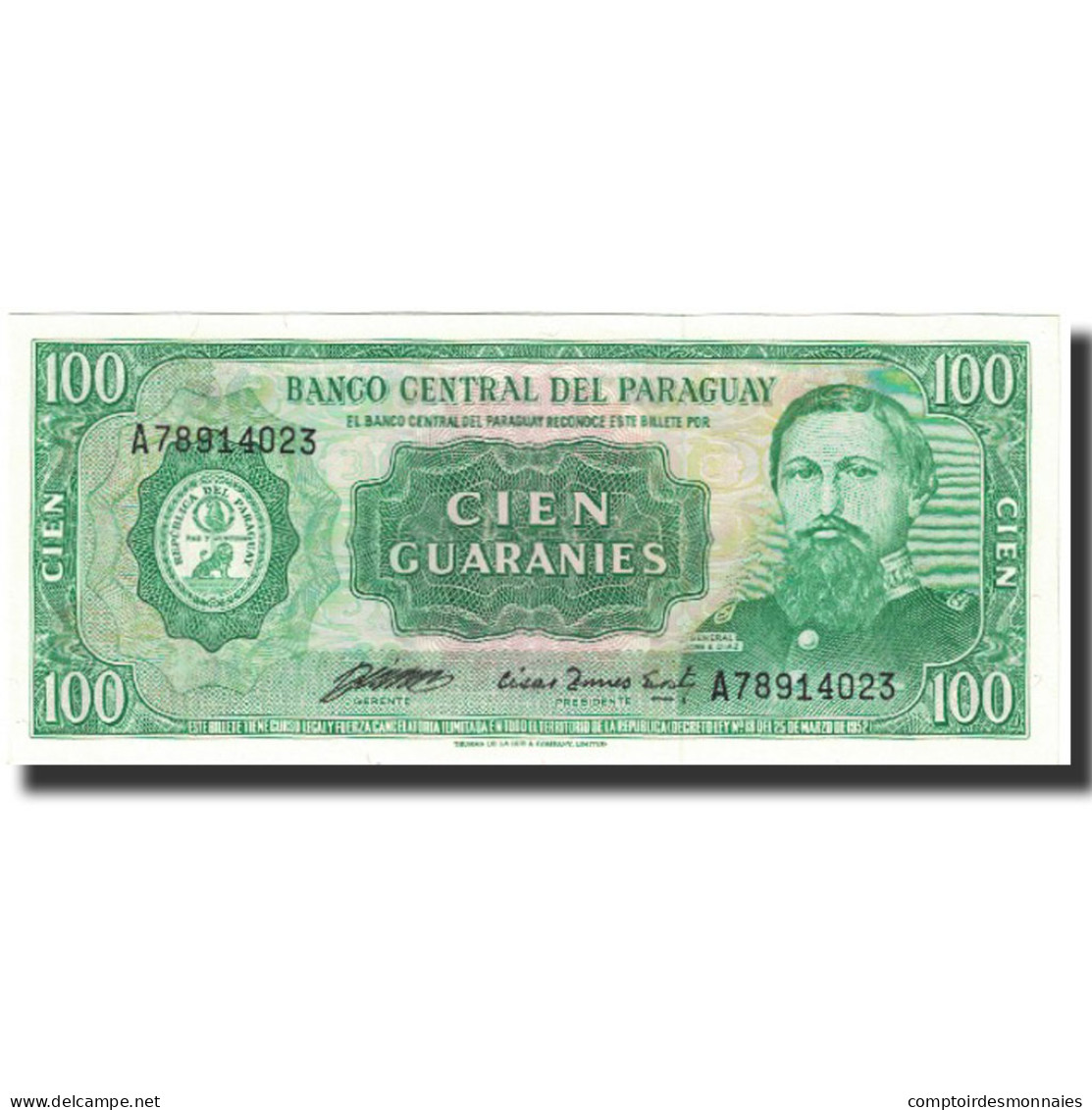 Billet, Paraguay, 100 Guaranies, Undated (1982), KM:205, NEUF - Paraguay