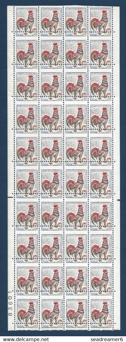 France 1962 Coq N°1331 Feuille De 40 De Carnets Non Confectionnés Avec Variétés De Piquage à Cheval ! Signé Calves - 1962-1965 Hahn (Decaris)