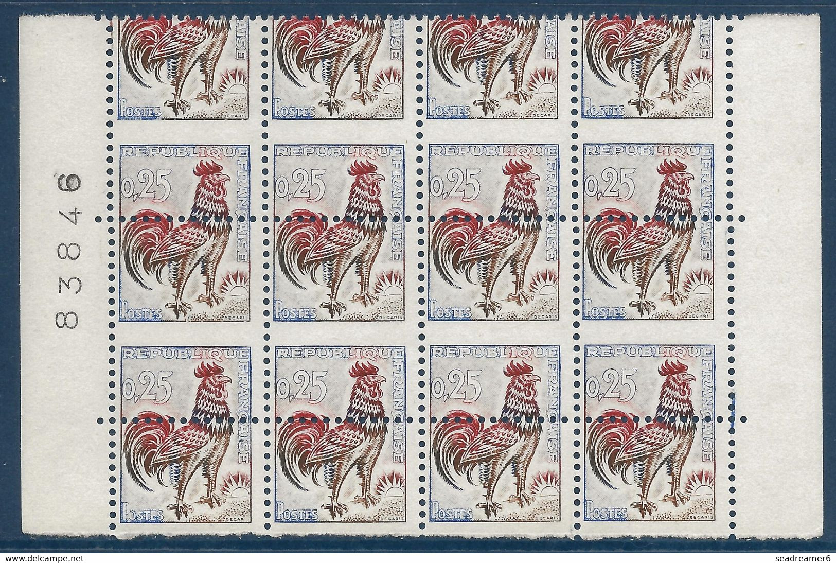 France 1962 Coq N°1331** Grand Bloc De Carnets Non Confectionnés Avec Variétés De Piquage Très à Cheval !! - 1962-1965 Coq De Decaris