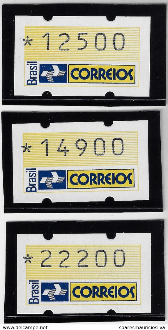 Brazil Year 1993 RHM-SE-4 Automat Stamp 3 Different Values Machine Franking Label Post Office Logo Unused - Frankeervignetten (Frama)