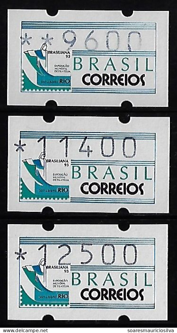 Brazil Year 1993 RHM-SE-5 Automat Stamp 3 Different Values Machine Franking Label Christ The Redeemer Unused - Viñetas De Franqueo (Frama)