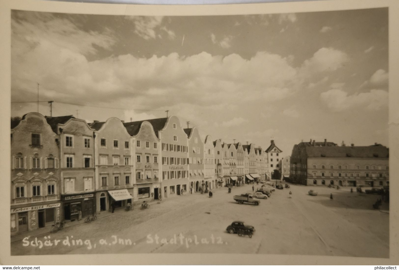 Austria // Photo - AK // Scharding A Inn // Stadt Platz (auto) 1956 - Schärding