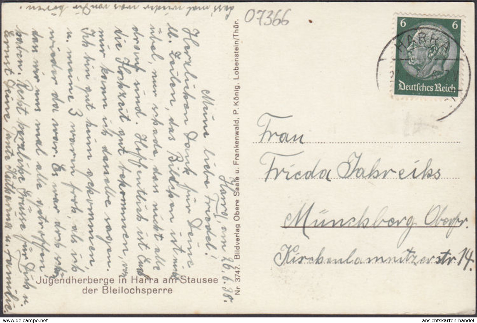 Harra Am Stausee, Jugendherberge, Bleilochsperre, Gelaufen 1938 - Other & Unclassified