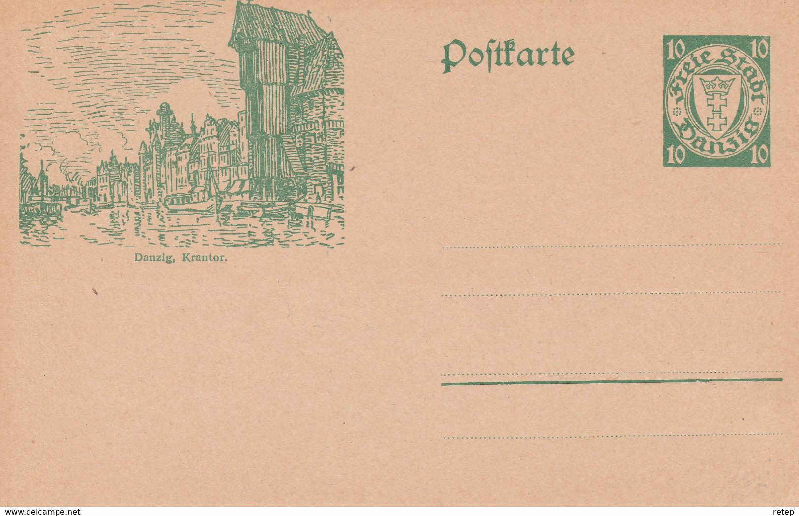 Dantzig, Entier Postal, Torenkraan, Oude Kraan - Entiers Postaux