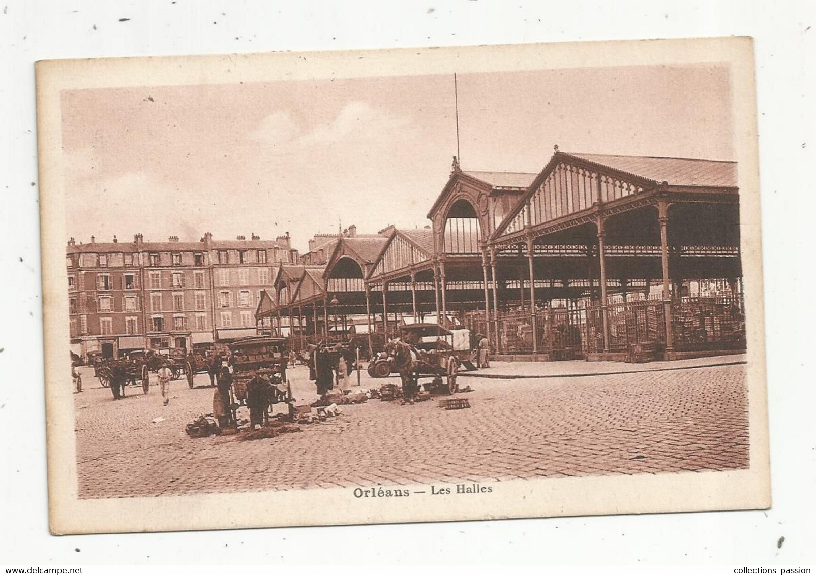 JC , Cp , Commerce , Marché ,45 , ORLEANS ,  Les Halles , Voyagée 1937 - Marktplaatsen