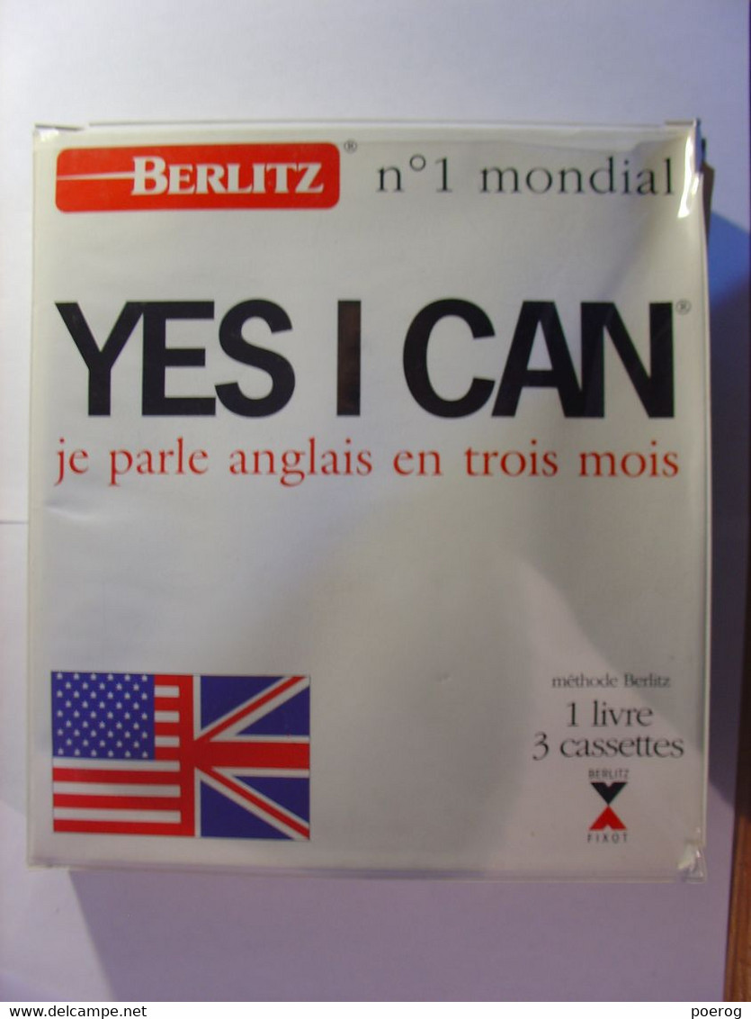 METHODE D'ANGLAIS BERLITZ - YES I CAN - 1 LIVRE ET 3 CASSETTES 3 K7 - COMPLET - Audio-Video