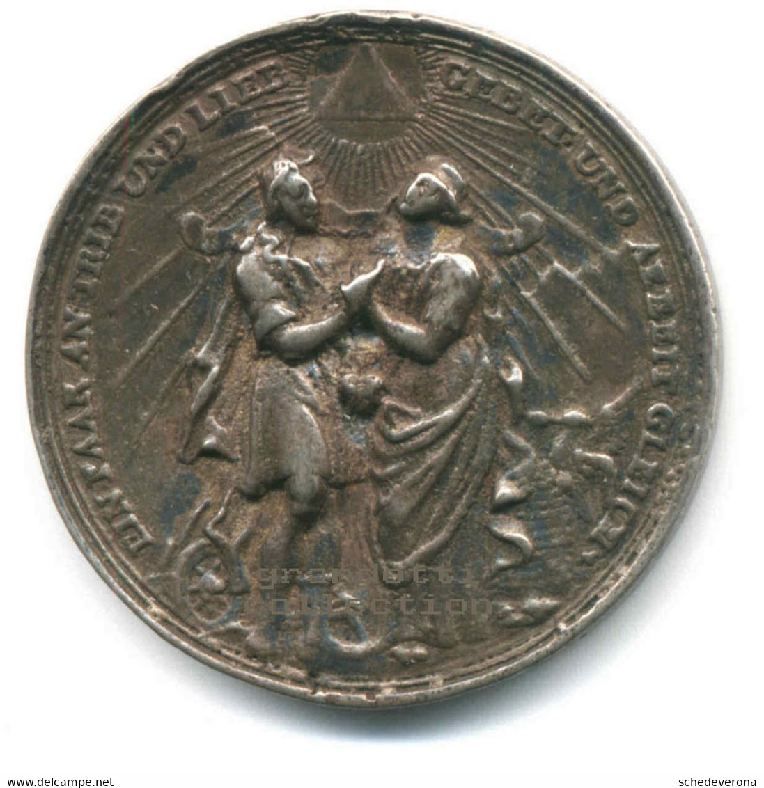 MATRIMONIO GERMANIA 1700 RARA MEDAGLIA PROPIZIATORIA ARGENTO - Royaux/De Noblesse