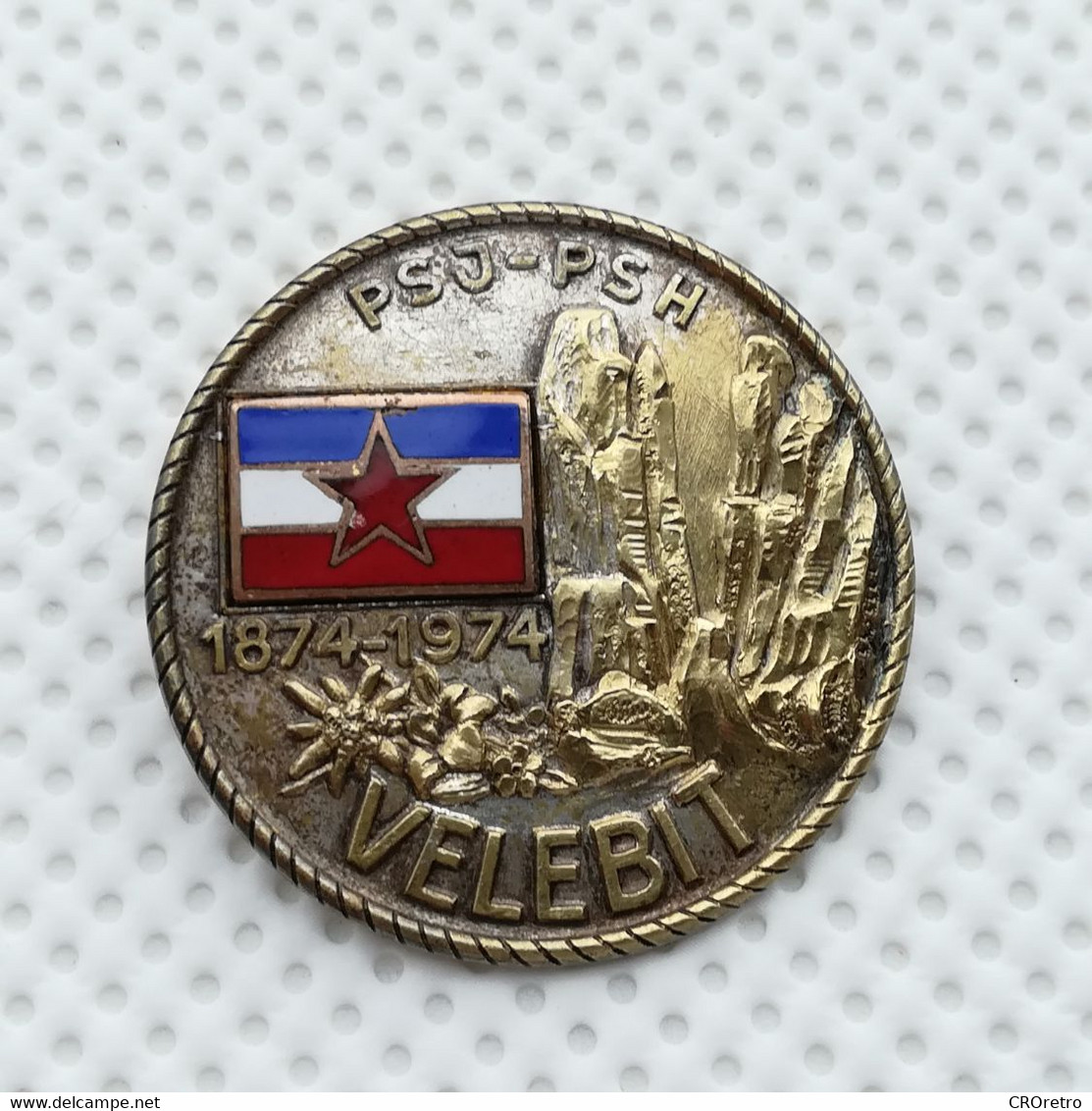 Mountaineering, VELEBIT - CROATIA (Yugoslavia),Climbing Alliance PSJ - PSH, 1874 - 1974, Big Enamel Badge, Pin (40 Mm) - Alpinism, Mountaineering